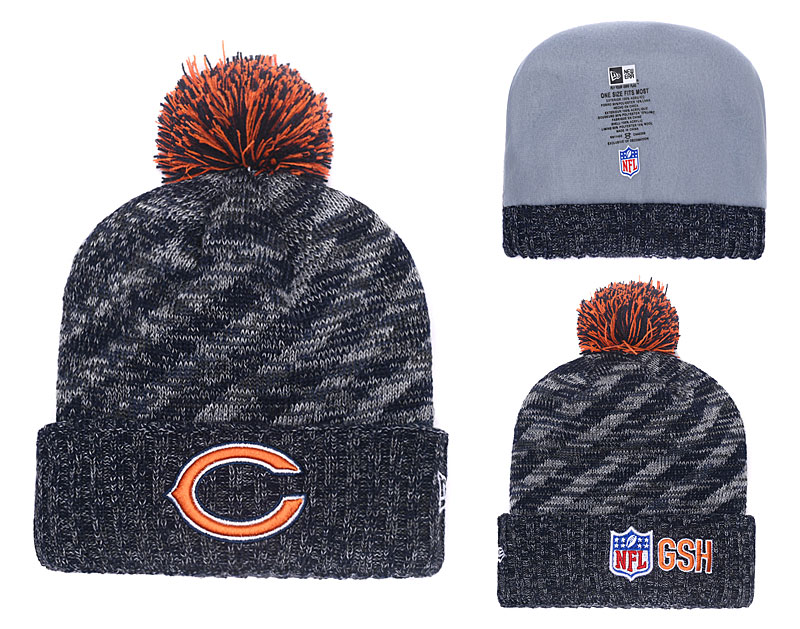 Bears 2018 NFL Sideline Cold Weather Navy Pom Knit Hat YD