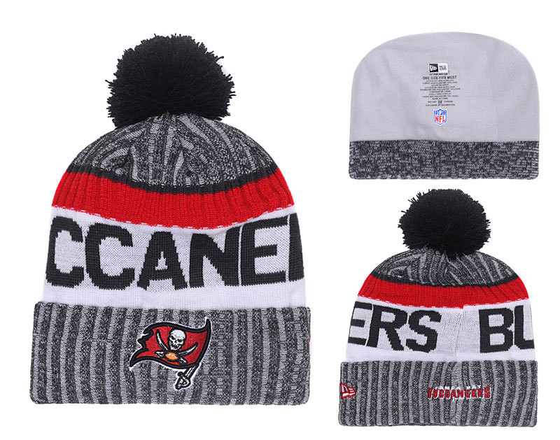 Buccaners Fresh Logo Gray Red With Pom Knit Hat YD - Click Image to Close