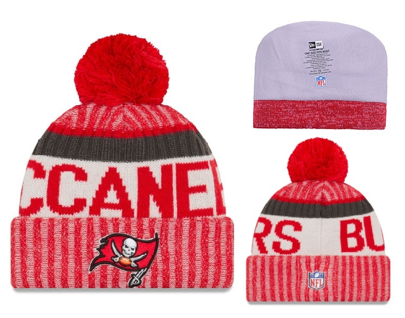 Buccaners Fresh Logo Red Pom Knit Hat YD - Click Image to Close