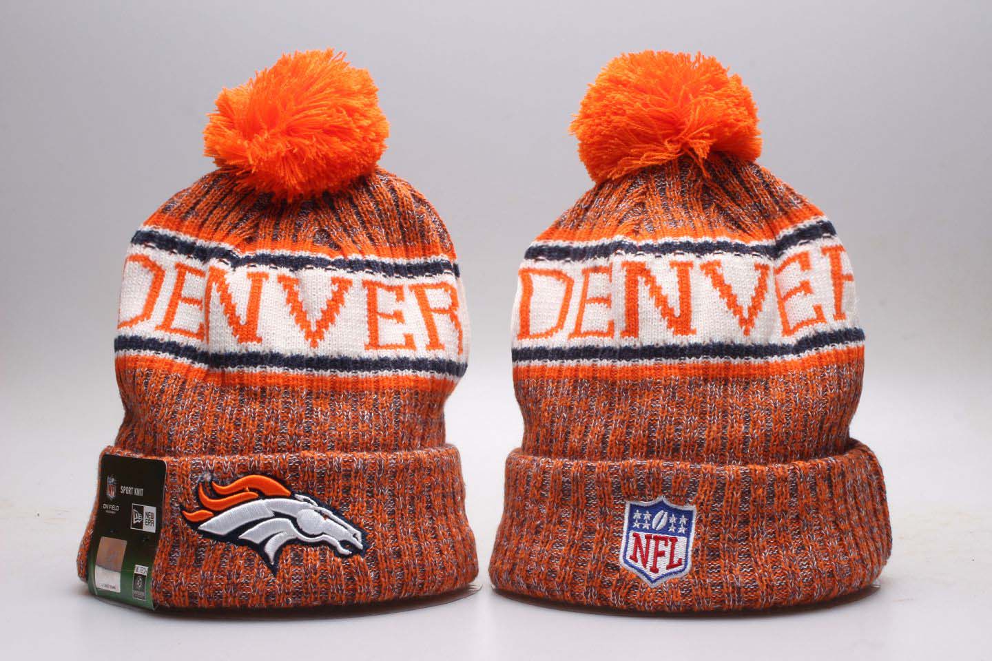 Broncos Team Logo Wordmark Cuffed Pom Knit Hat YP