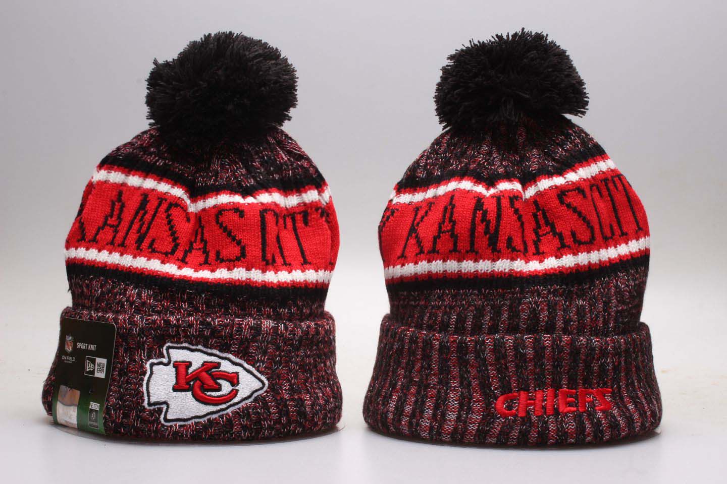 Chiefs Team Pride Black Red Knit Hat With Pom YP