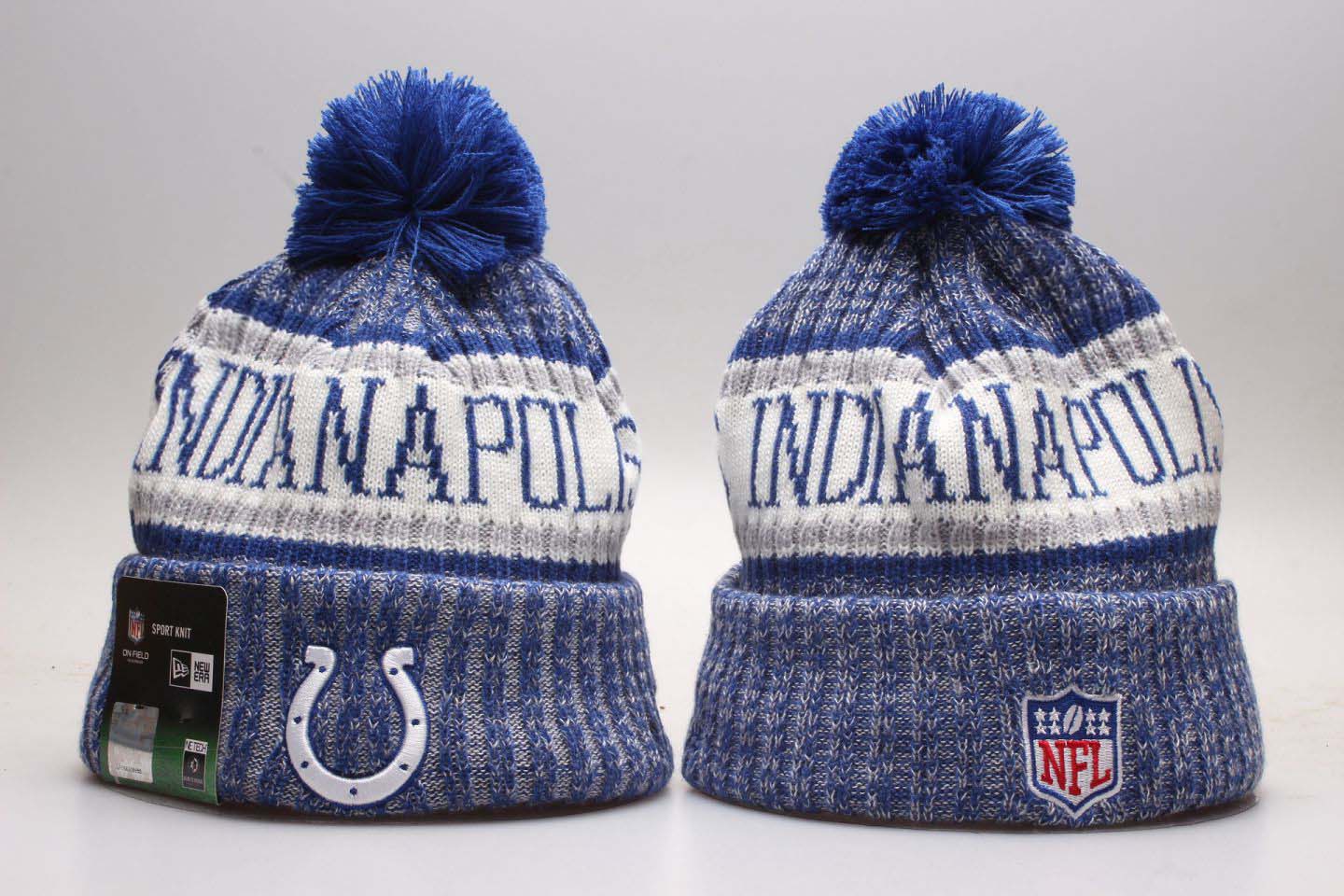 Colts Fresh Logo Blue Pom Knit Hat YP