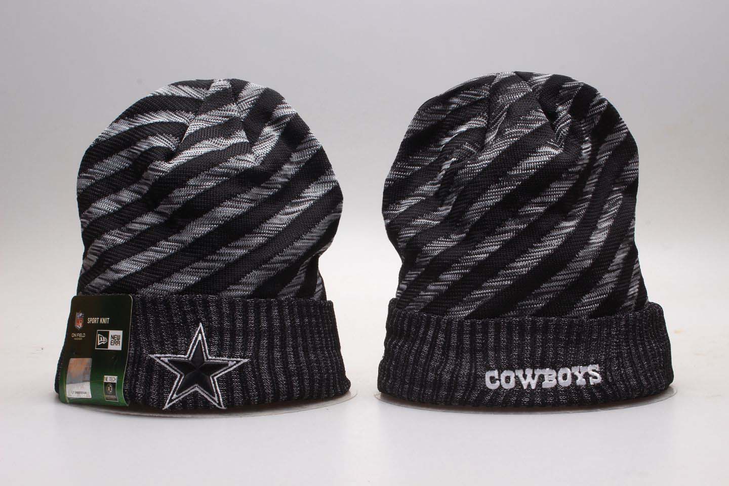 Cowboys Fresh Logo Black Stripe Cuffed Knit Hat YP