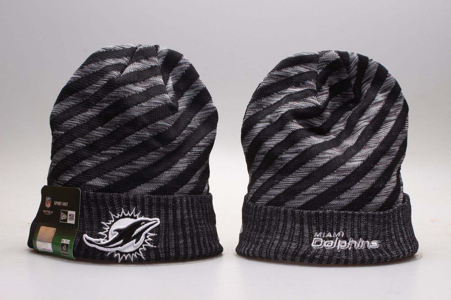 Dolphins Team Logo Stripe Cuffed Knit Hat YP