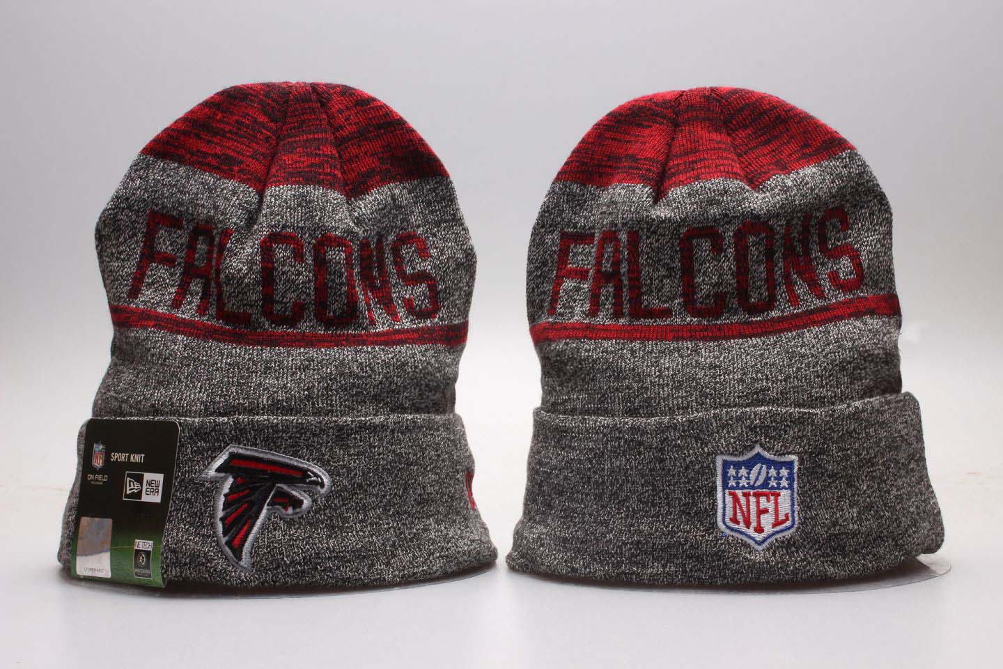Falcons Team Logo Gray Cuffed Pom Knit Hat YP