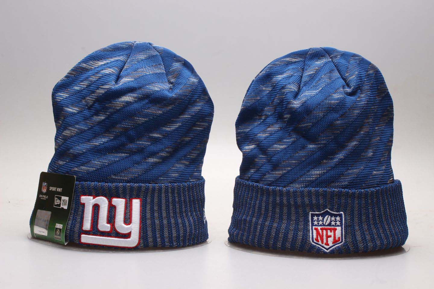 New York Giants Fresh Logo Blue Stripe Cuffed Knit Hat YP