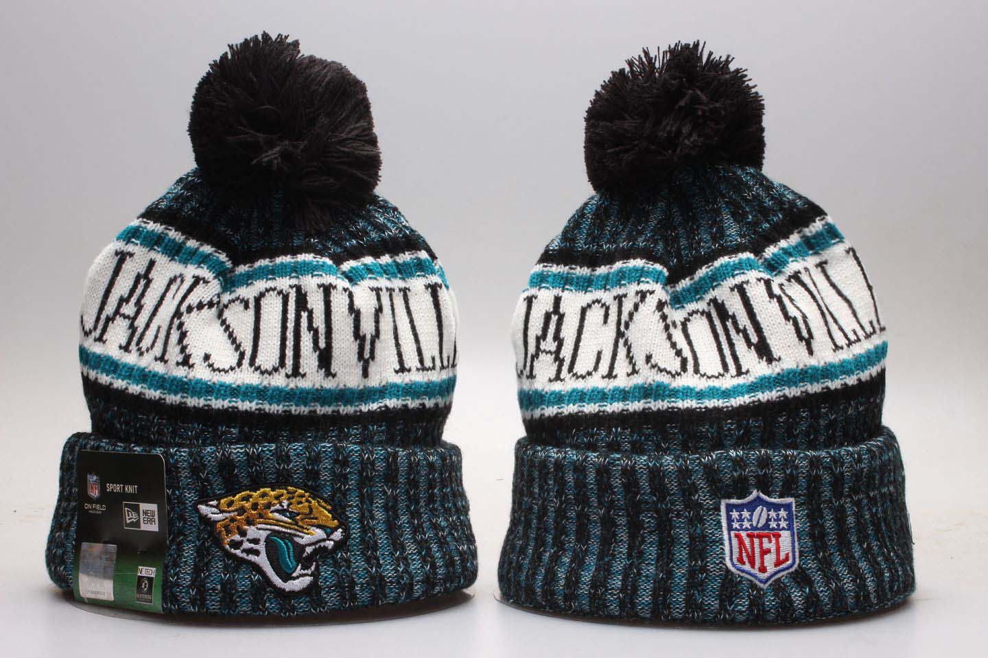 Jaguars Team Sideline Cuffed Pom Knit Hat YP - Click Image to Close