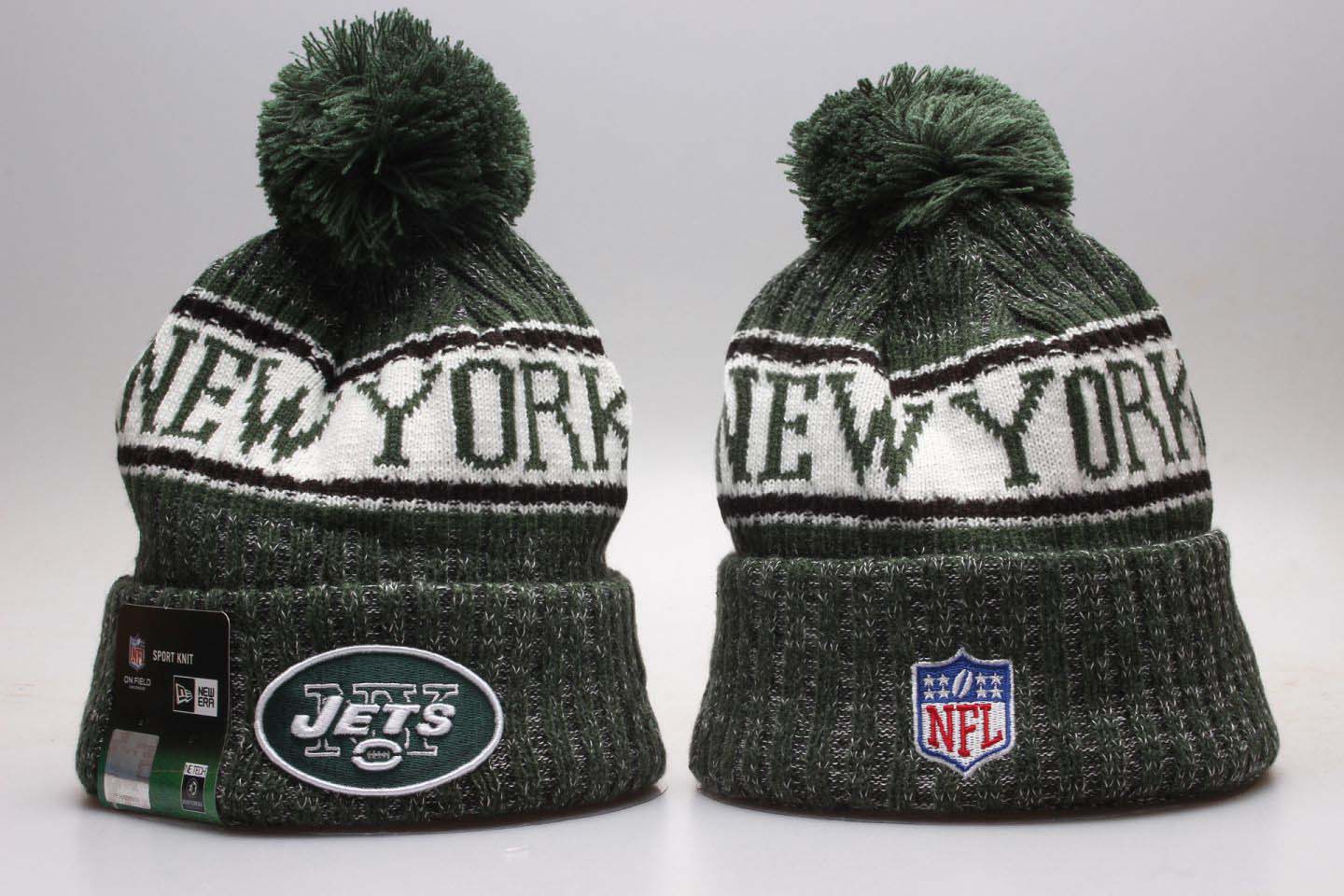 Jets Team Logo Green Cold Weather Knit Hat YP - Click Image to Close