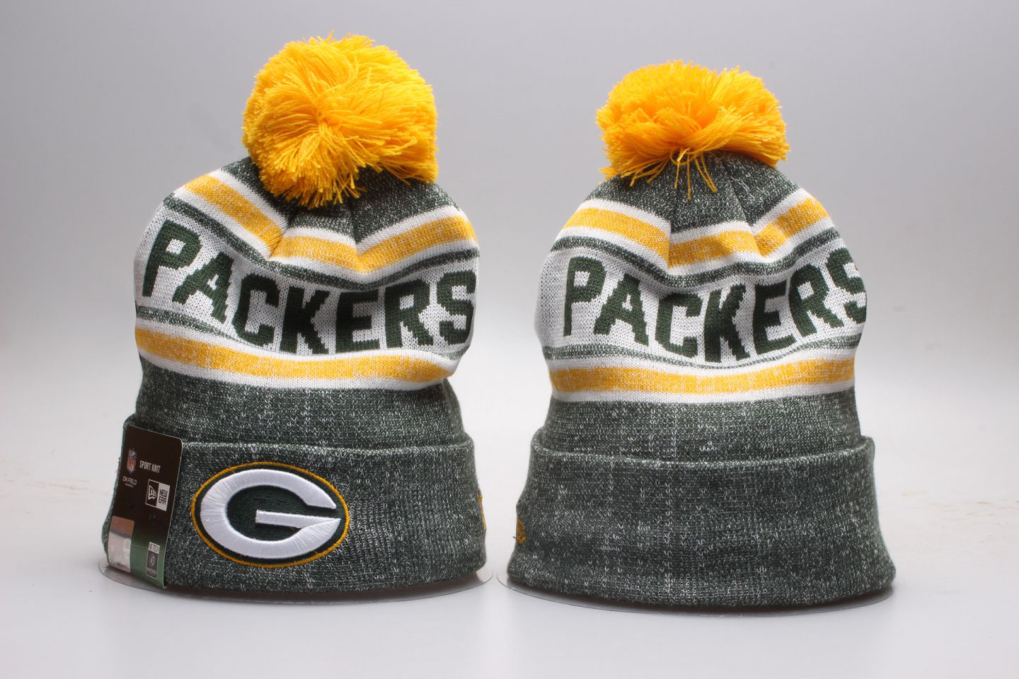 Packers Team Green Wordmark Cuffed Pom Knit Hat YP