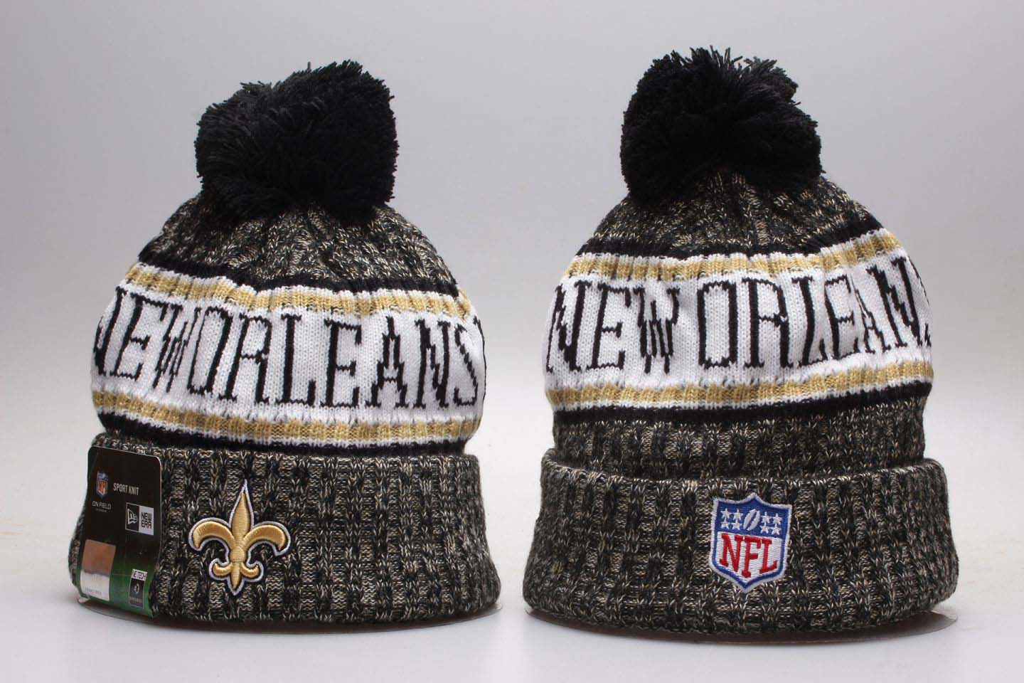 Saints Black Sideline Cold Weather Knit Hat YP - Click Image to Close