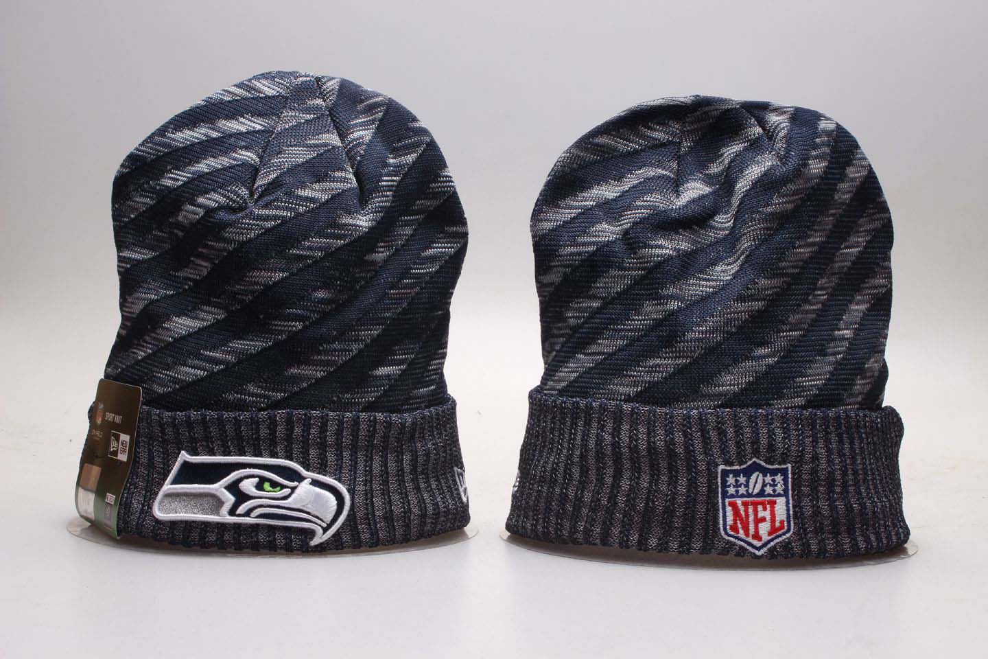Seahawks Fresh Logo Stripe Cuffed Knit Hat YD