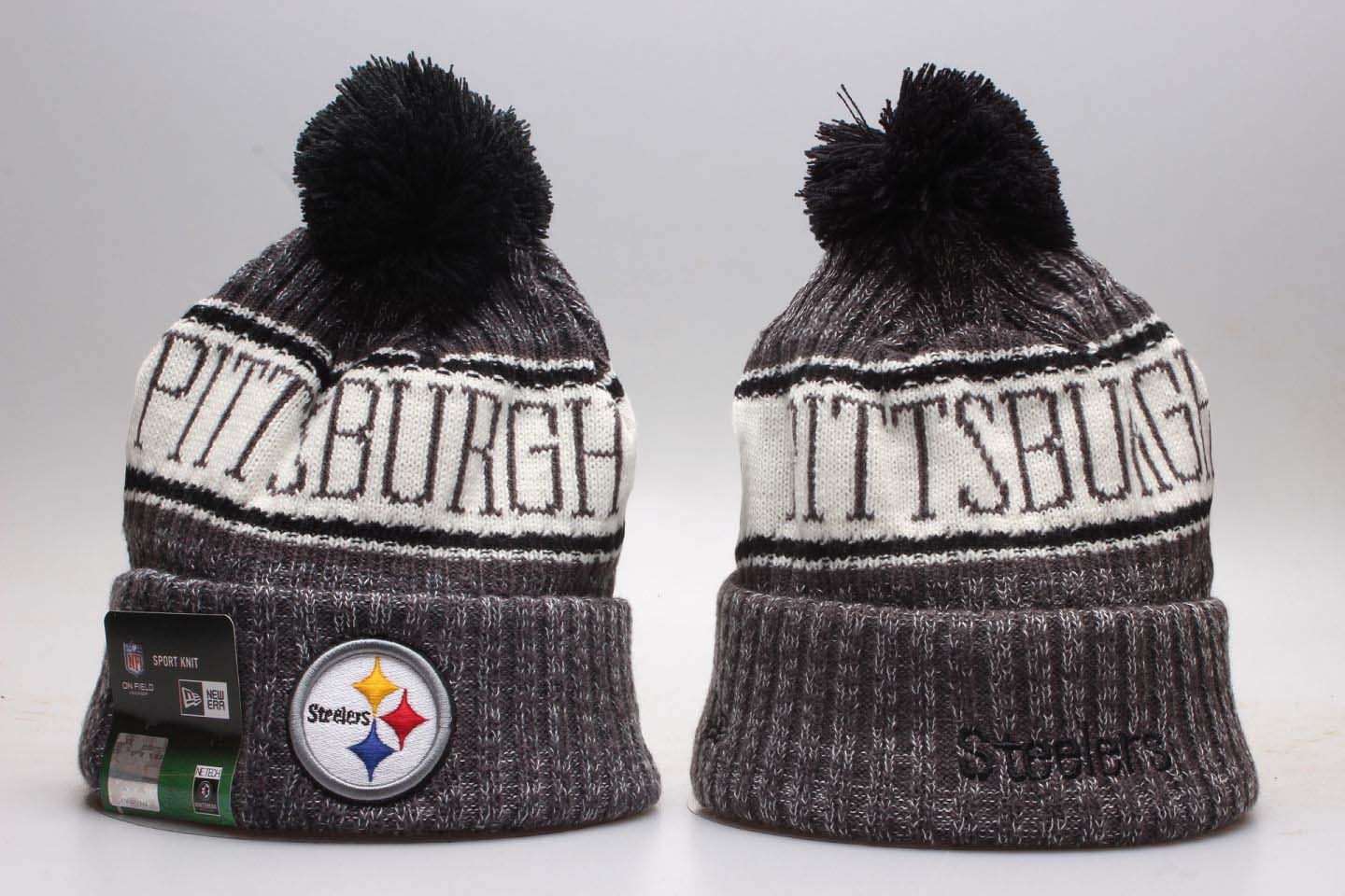 Steelers Team Pride Gray Knit Hat With Pom YP