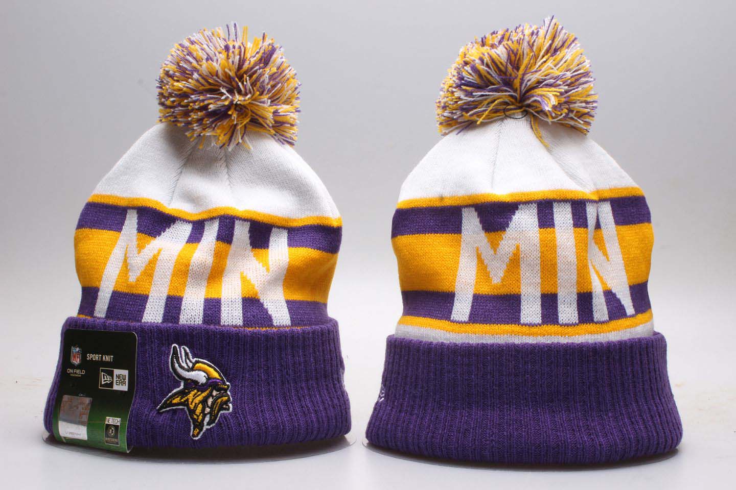 Vikings Purple Wordmark Cuffed Pom Knit Hat YP