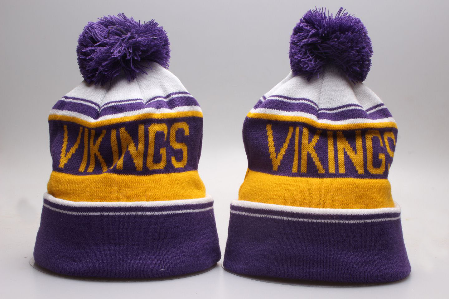 Vikings Team Logo Wordmark Cuffed Pom Knit Hat YP