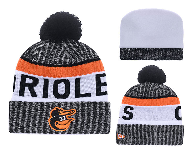 Orioles Black Banner Block Cuffed Knit Hat With Pom YD