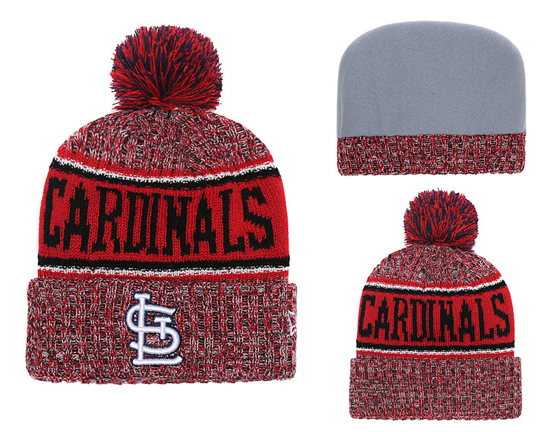 St. Louis Cardinals Team Logo Red Cuffed Knit Hat With Pom YD