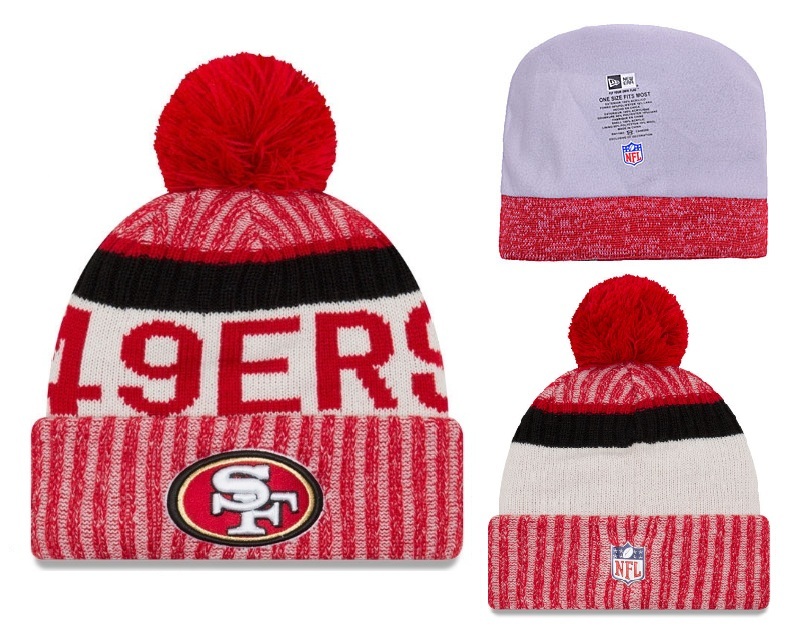 49ers Classic Red Pom Knit Hat YD