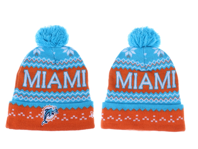 Dolphins Fresh Logo Blue Orange Knit Hat LX