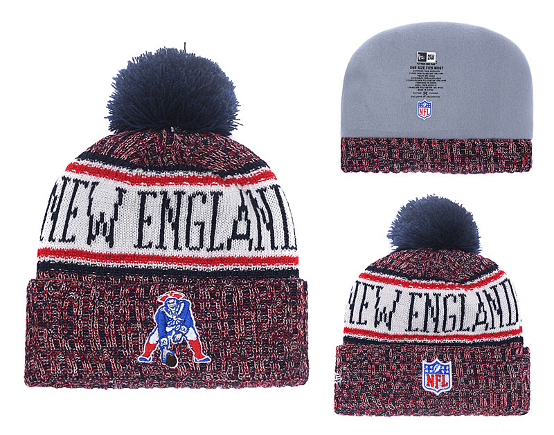 Patriots Graphite 2018 NFL Sideline Cold Weather Pom Knit Hat YD