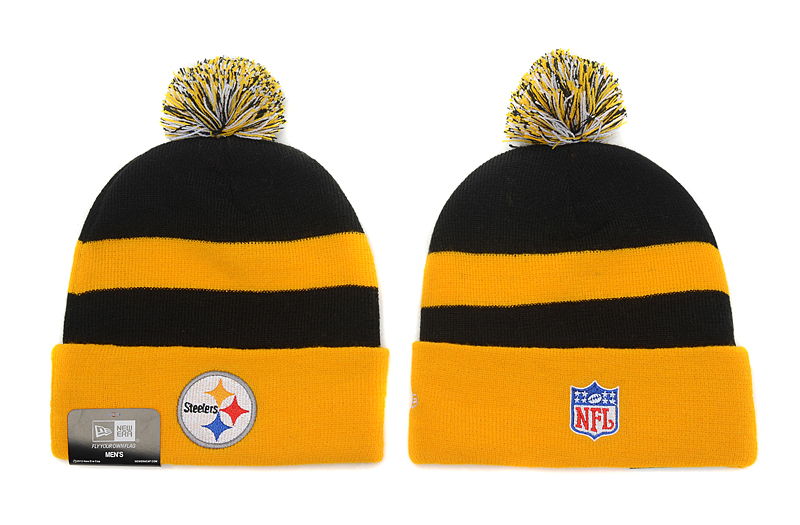 Steelers Team Logo Black Yellow Knit Hat LX - Click Image to Close