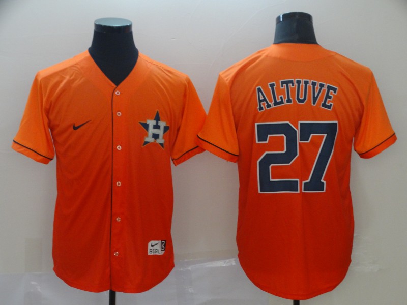 Astros 27 Jose Altuve Orange Drift Fashion Jersey - Click Image to Close