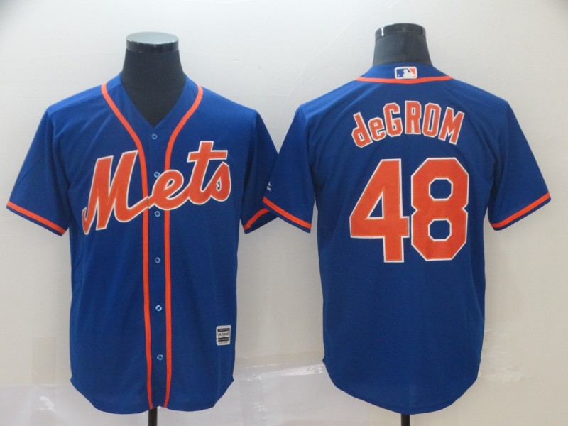 Mets 48 Jacob deGrom Royal Cool Base Jersey - Click Image to Close