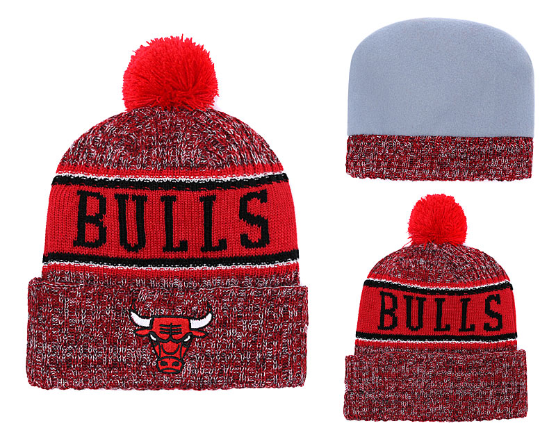 Bulls Fresh Logo Red Pom Knit Hat YD