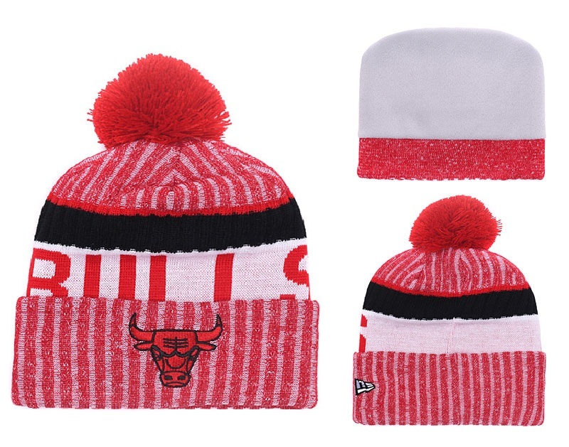 Bulls Fresh Logo Red With Pom Knit Hat YD