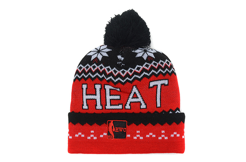 Heat Team Logo Red Gray Knit Hat LX - Click Image to Close