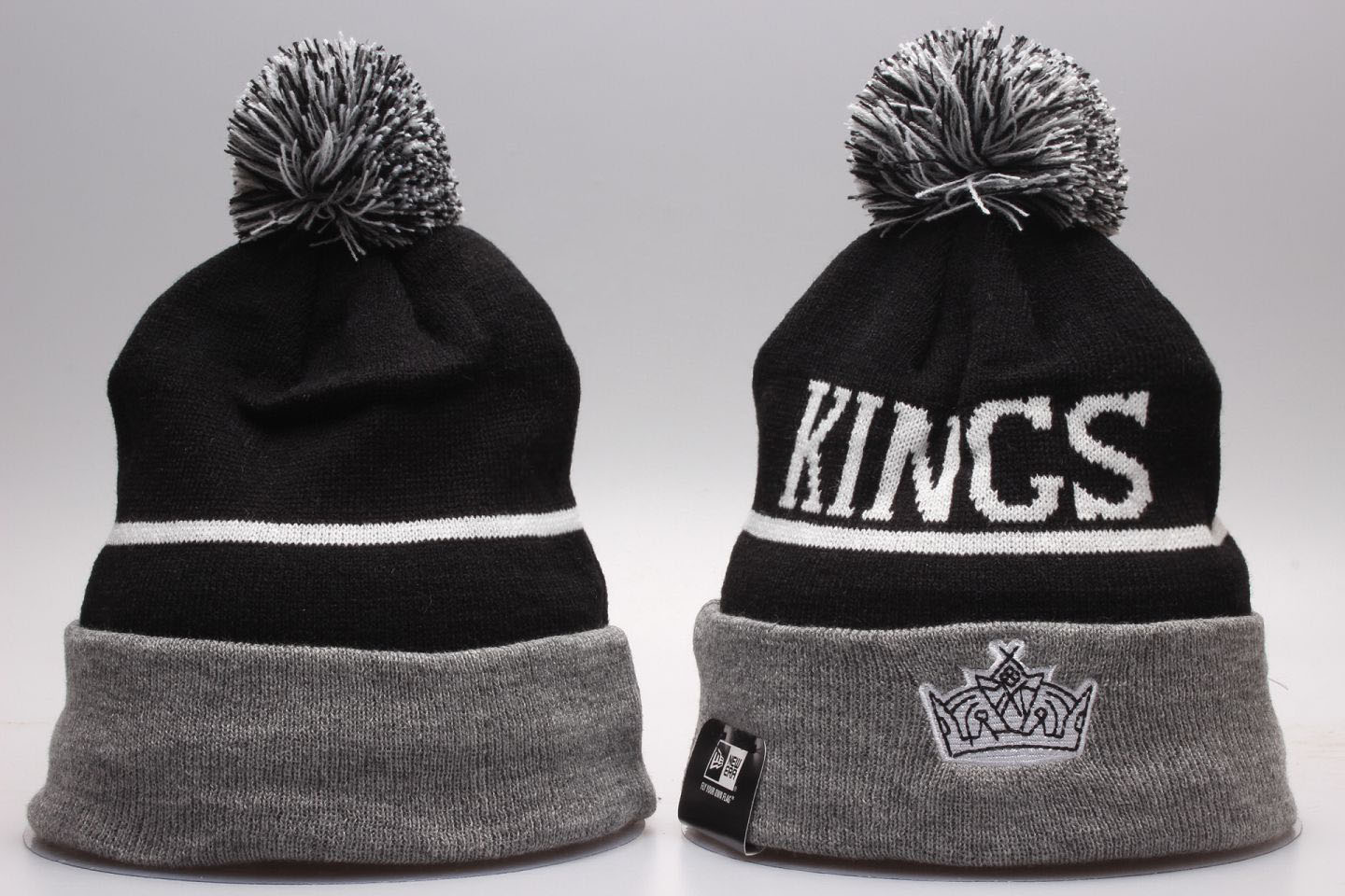 Kings Team Logo Black Gray Knit Hat YP