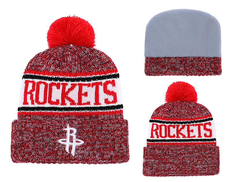 Rockets Fresh Logo Red With Pom Knit Hat YD - Click Image to Close
