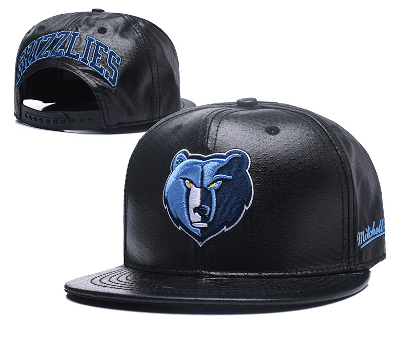 Grizzlies Fresh Logo All Black Leather Adjustable Hat TX