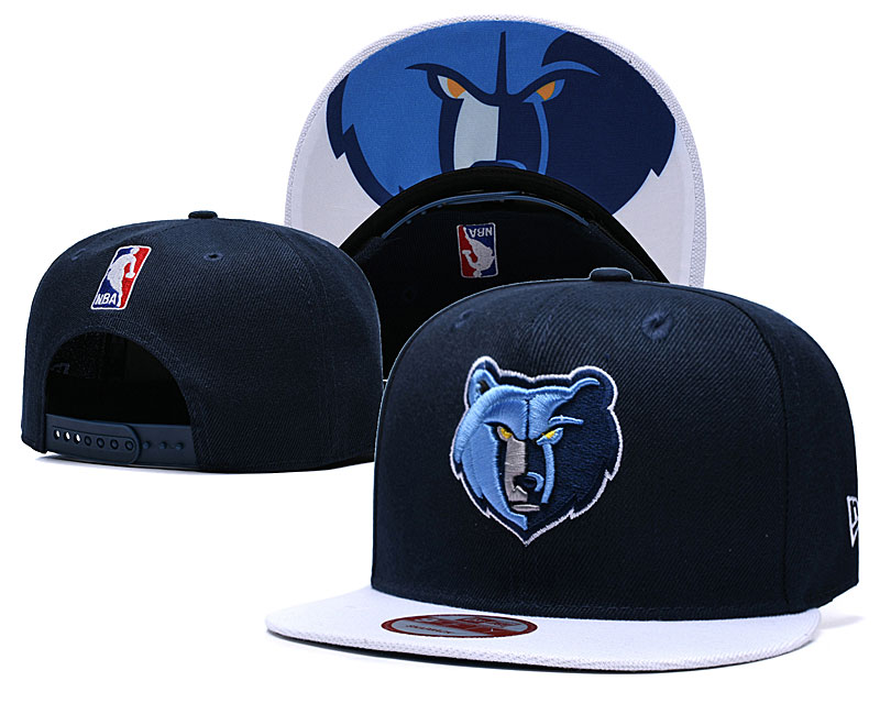 Grizzlies Team Logo Black Blue Adjustable Hat TX