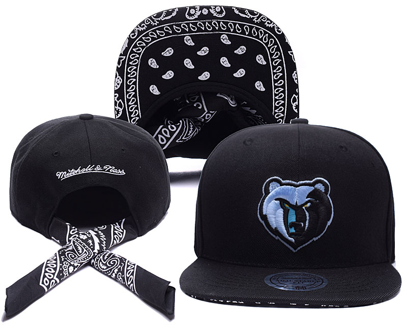 Grizzlies Team Logo Black Stripe Mitchell & Ness Adjustable Hat TX - Click Image to Close