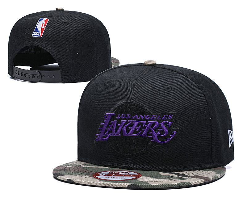 Lakers Team Logo Black Camo Adjustable Hat TX