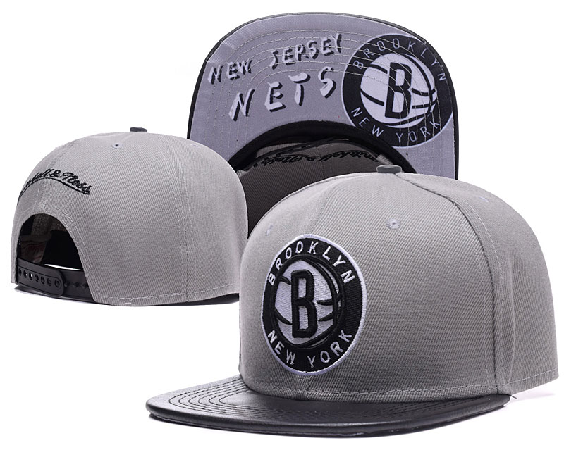 Nets Fresh Logo All Gray Mitchell & Ness Adjustable Hat TX