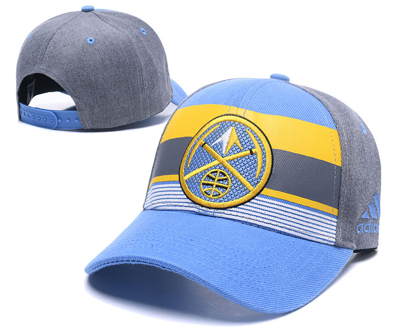 Nuggets Team Logo Gray Stripe Peaked Adjustable Hat TX