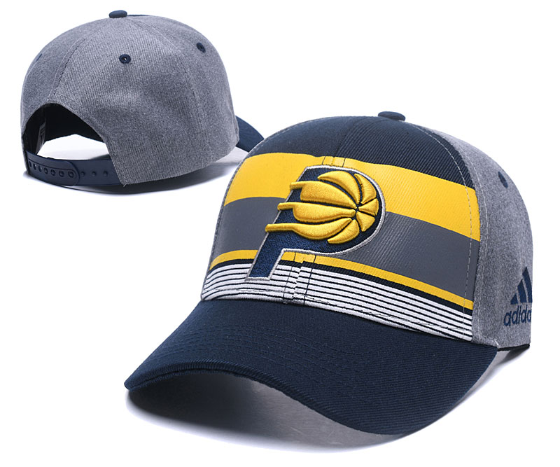 Pacers Team Logo Gray Stripe Peaked Adjustable Hat TX