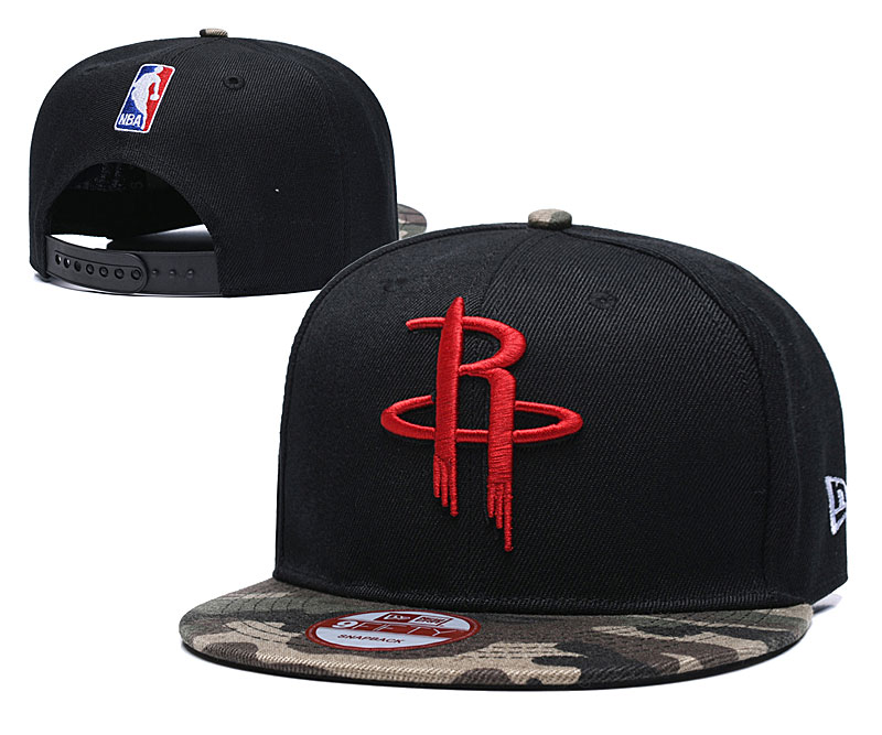 Rockets Team Logo Black Camo Adjustable Hat TX
