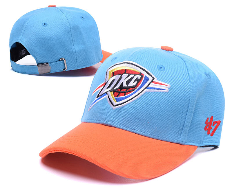 Thunder Team Logo Peaked Blue Orange Adjustable Hat TX