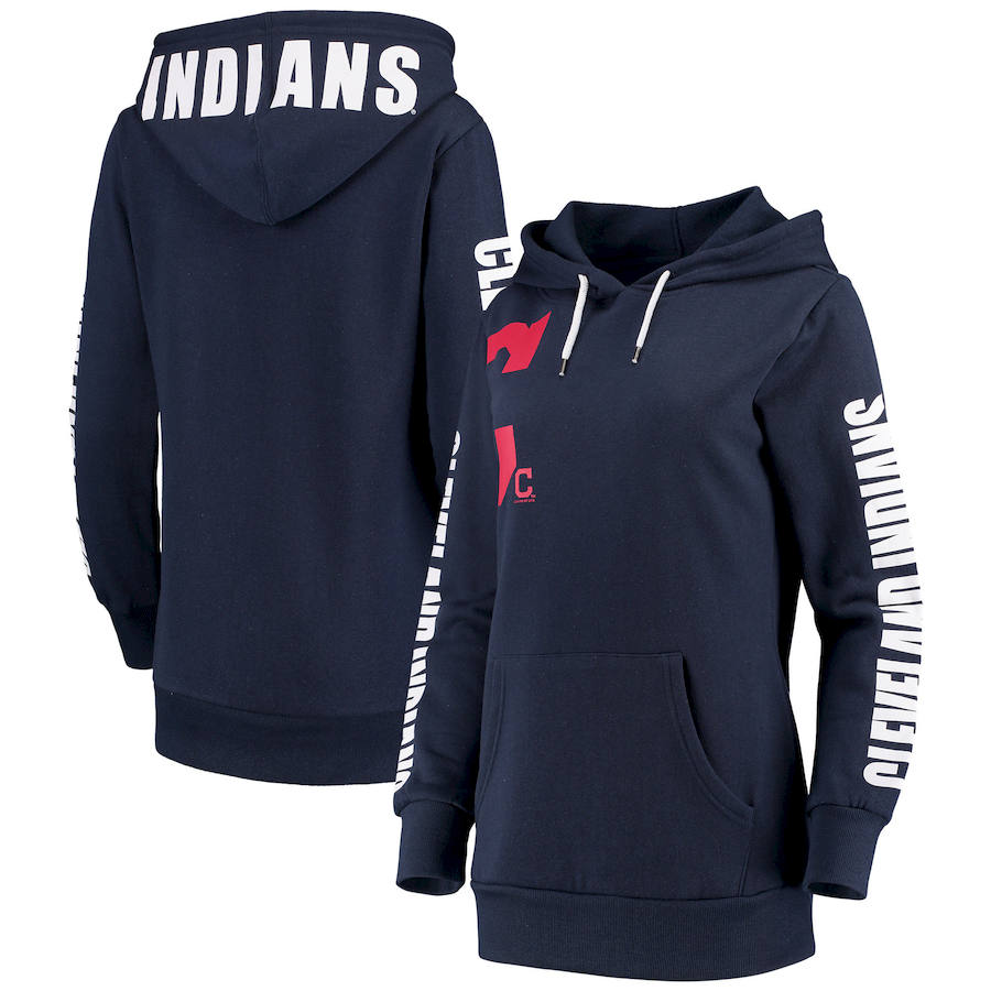 Cleveland Indians G III 4Her by Carl Banks Women's 12th Inning Pullover Hoodie Navy