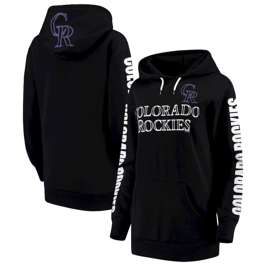 Colorado Rockies G III 4Her by Carl Banks Women's Extra Innings Pullover Hoodie Black - Click Image to Close