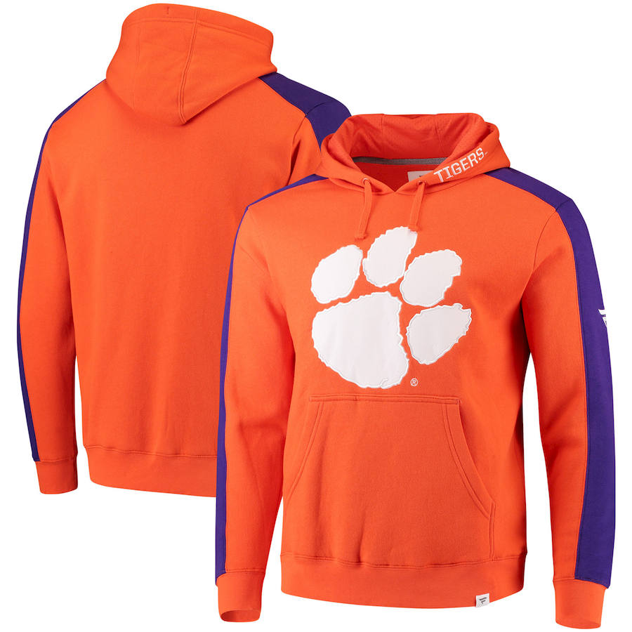 Clemson Tigers Fanatics Branded Iconic Colorblocked Fleece Pullover Hoodie Orange
