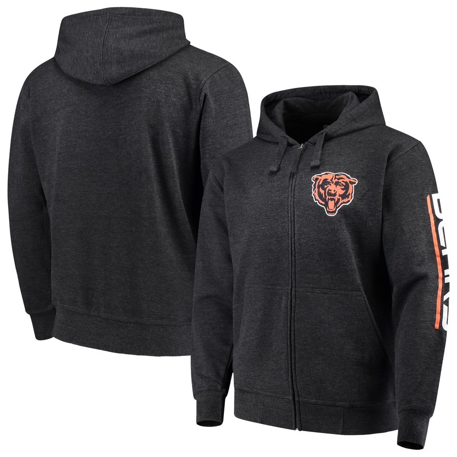 Chicago Bears G III Sports by Carl Banks Post Route Full Zip Hoodie Charcoal