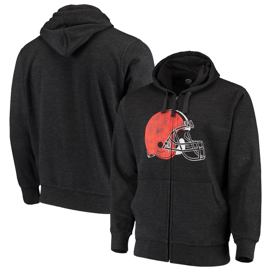 Cleveland Browns G III Sports by Carl Banks Primary Logo Full Zip Hoodie Charcoal