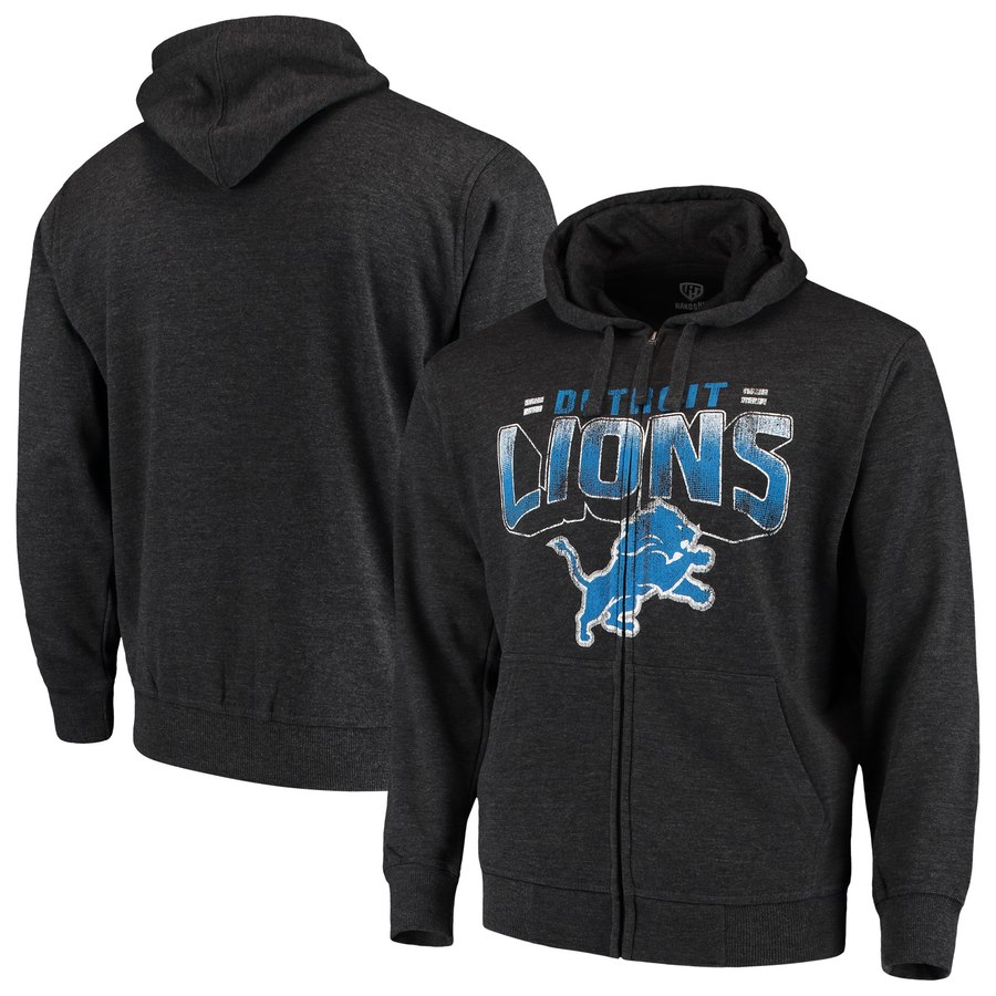 Detroit Lions G III Sports by Carl Banks Perfect Season Full Zip Hoodie Charcoal