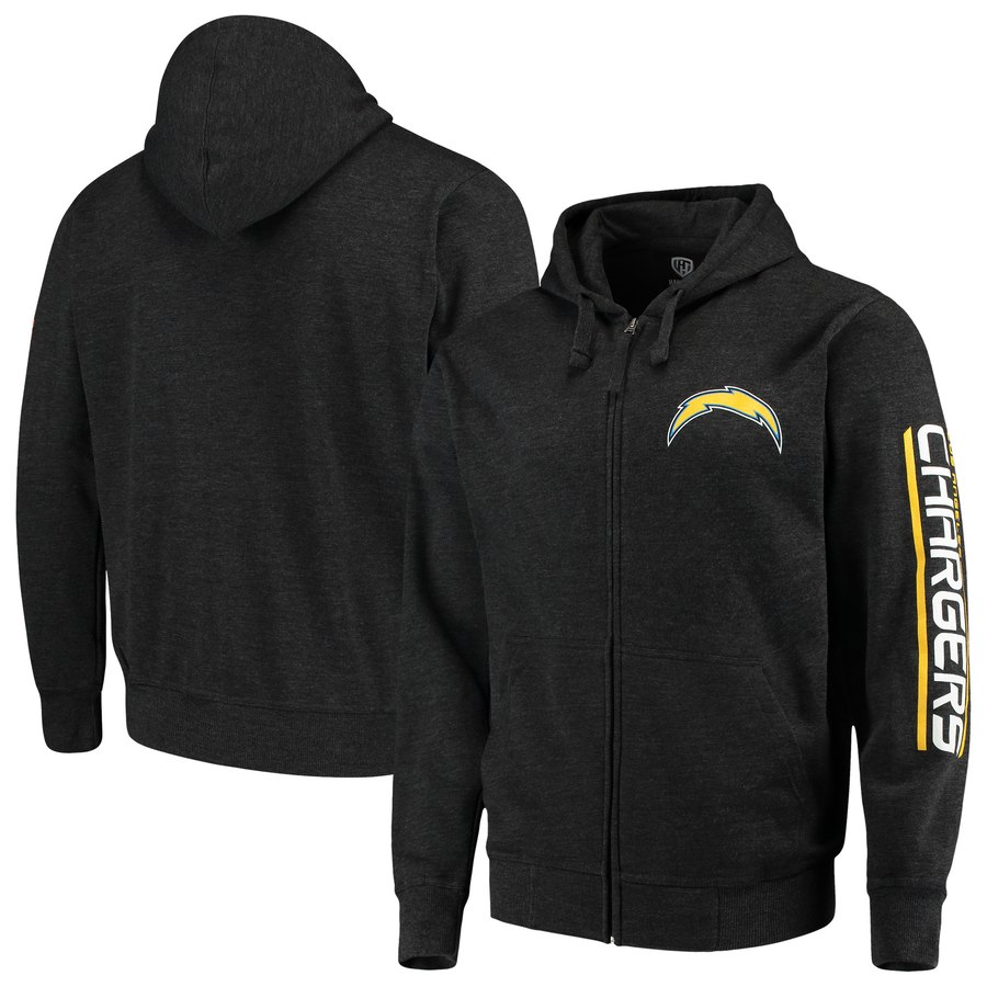 Los Angeles Chargers G III Sports by Carl Banks Post Route Full Zip Hoodie Charcoal