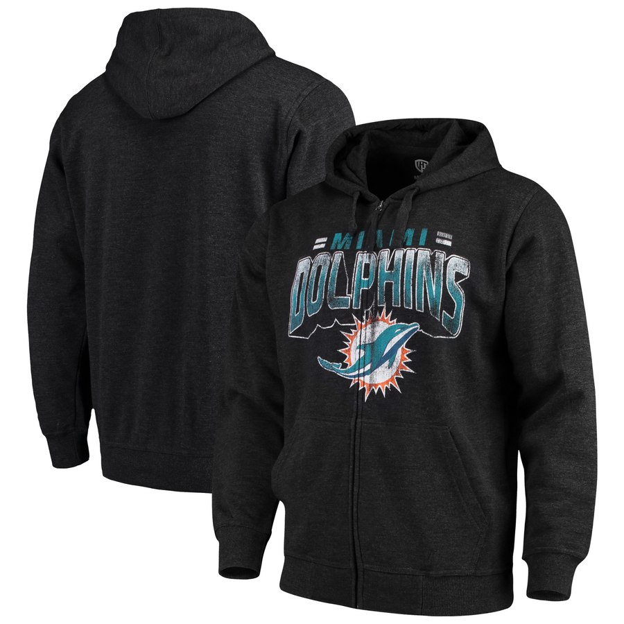 Miami Dolphins G III Sports by Carl Banks Perfect Season Full Zip Hoodie Charcoal