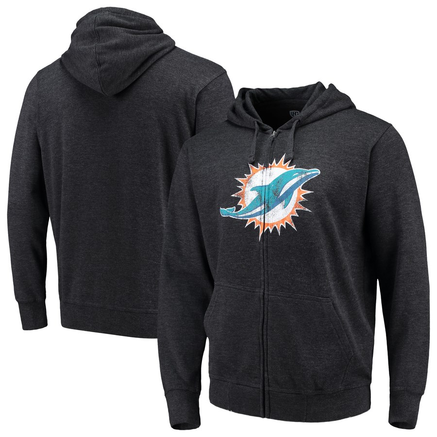 Miami Dolphins G III Sports by Carl Banks Primary Logo Full Zip Hoodie Charcoal