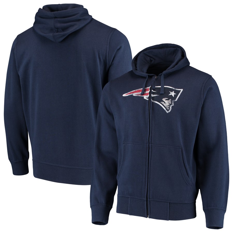 New England Patriots G III Sports by Carl Banks Primary Logo Full Zip Hoodie Navy - Click Image to Close